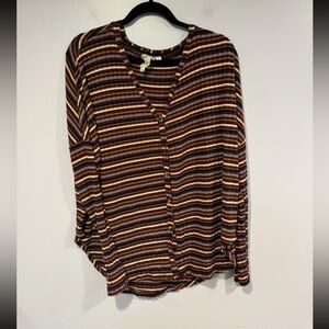 Blu Pepper boutique fall stripe button down‎ lightweight sweater